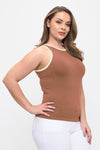 Love It Curvy Seamless Reversible High Neck Contrast Trim Tank Top