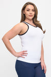 Love It Curvy Seamless Reversible High Neck Contrast Trim Tank Top