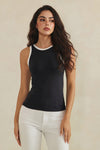 Love It Curvy Seamless Reversible High Neck Contrast Trim Tank Top