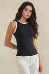 Love It Curvy Seamless Reversible High Neck Contrast Trim Tank Top