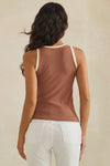 Love It Curvy Seamless Reversible High Neck Contrast Trim Tank Top