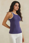 Love It Curvy Seamless Reversible High Neck Contrast Trim Tank Top