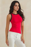 Love It Curvy Seamless Reversible High Neck Contrast Trim Tank Top