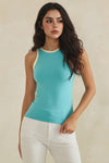 Love It Curvy Seamless Reversible High Neck Contrast Trim Tank Top