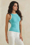 Love It Curvy Seamless Reversible High Neck Contrast Trim Tank Top