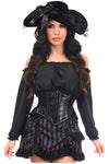Top Drawer 4 PC Black/Grey Striped Premium Pirate Corset Costume - Love it Curvy