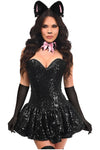 Top Drawer 5 PC Sequin Black/Pink Cat Corset Dress Costume - Love it Curvy