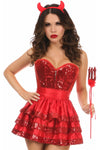 Top Drawer 4 PC Sequin Devil Corset Costume - Love it Curvy