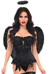 Top Drawer 3 PC Black Burlesque Dark Angel Corset Costume - Love it Curvy