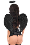 Top Drawer 3 PC Black Burlesque Dark Angel Corset Costume - Love it Curvy