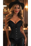 Top Drawer Black Suede Steel Boned Overbust Corset w/Fringe - Love it Curvy