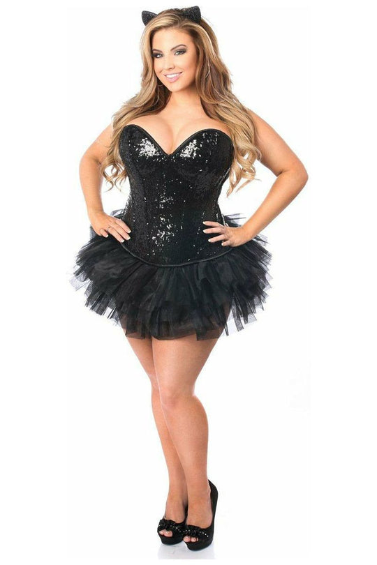 Top Drawer 3 PC Sequin Cat Corset Costume - Love it Curvy