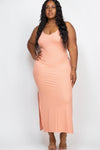 Plus Size Ribbed Cami Maxi Dress with Side Slits