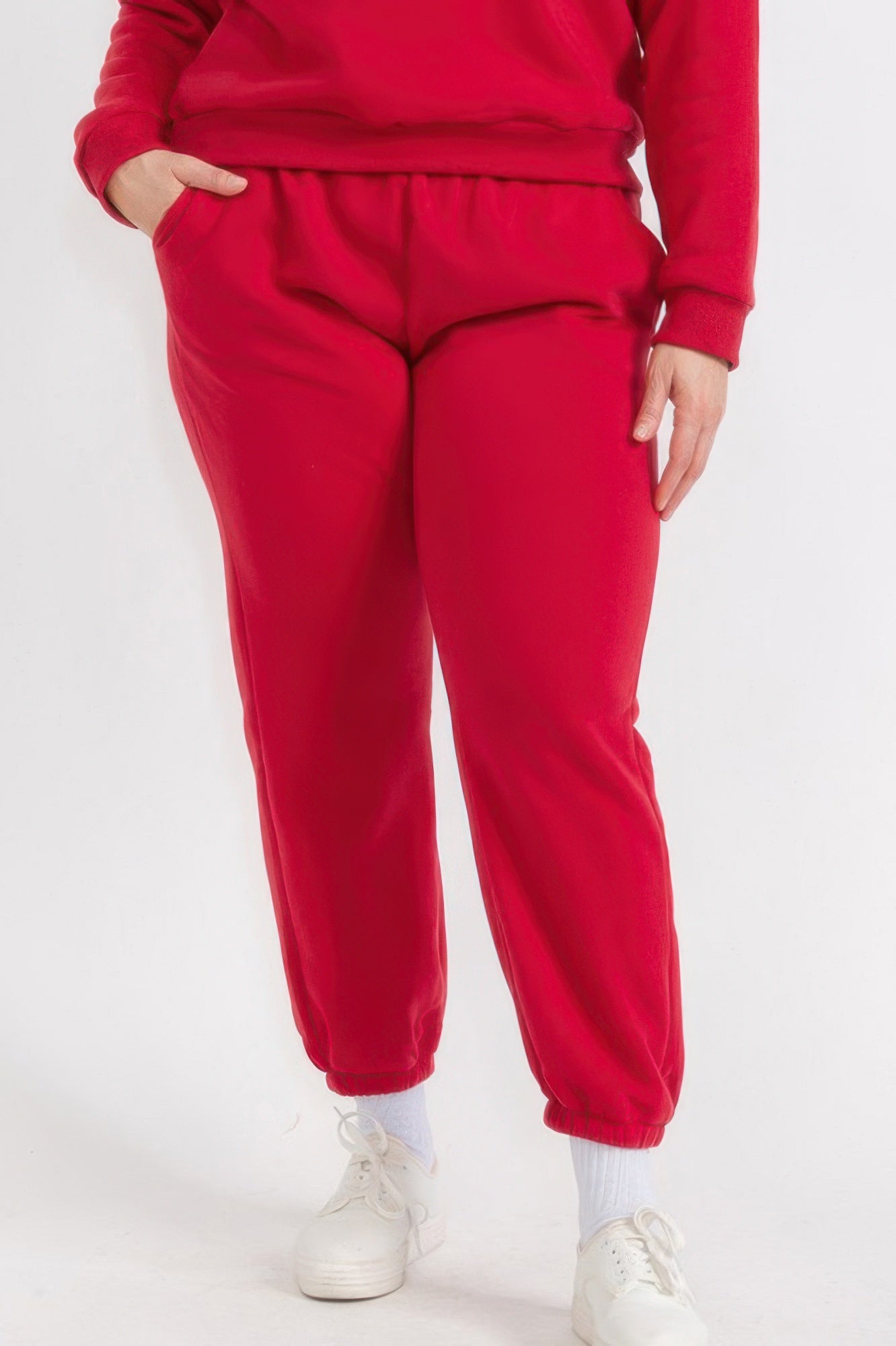Plus Size Poly Fleece Elastic Waist Joggers - Love it Curvy