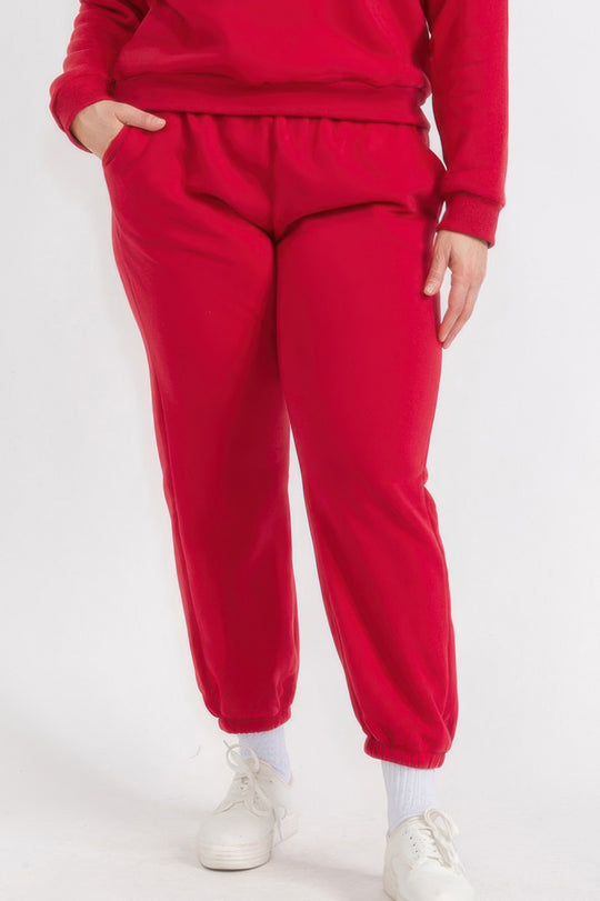 Plus Size Poly Fleece Elastic Waist Joggers - Love it Curvy