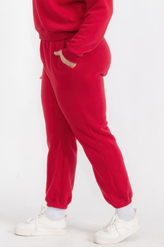 Plus Size Poly Fleece Elastic Waist Joggers - Love it Curvy