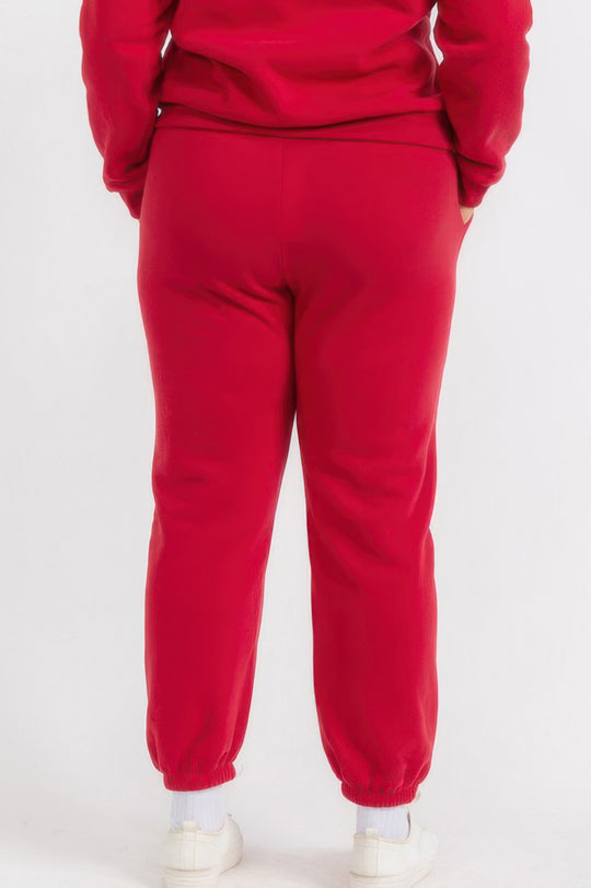 Plus Size Poly Fleece Elastic Waist Joggers - Love it Curvy