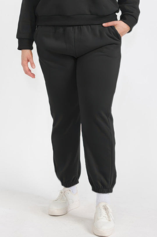 Plus Size Poly Fleece Elastic Waist Joggers - Love it Curvy