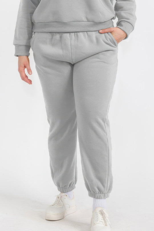 Plus Size Poly Fleece Elastic Waist Joggers - Love it Curvy