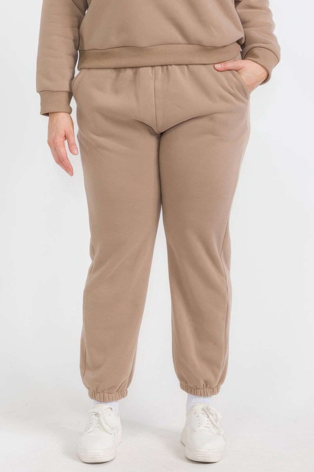 Plus Size Poly Fleece Elastic Waist Joggers - Love it Curvy
