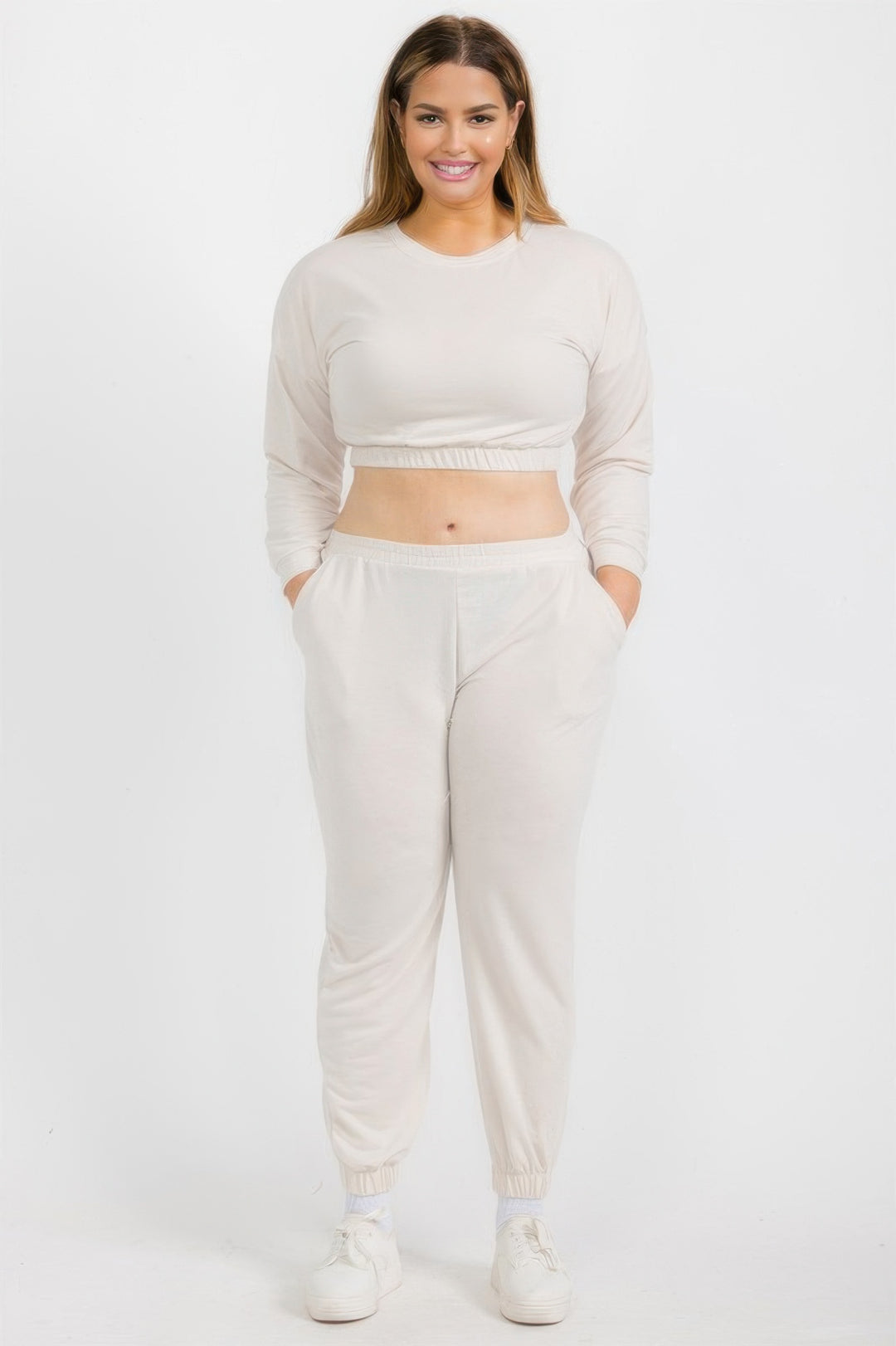 Plus Size French Terry Pullover & Joggers Set - Love it Curvy