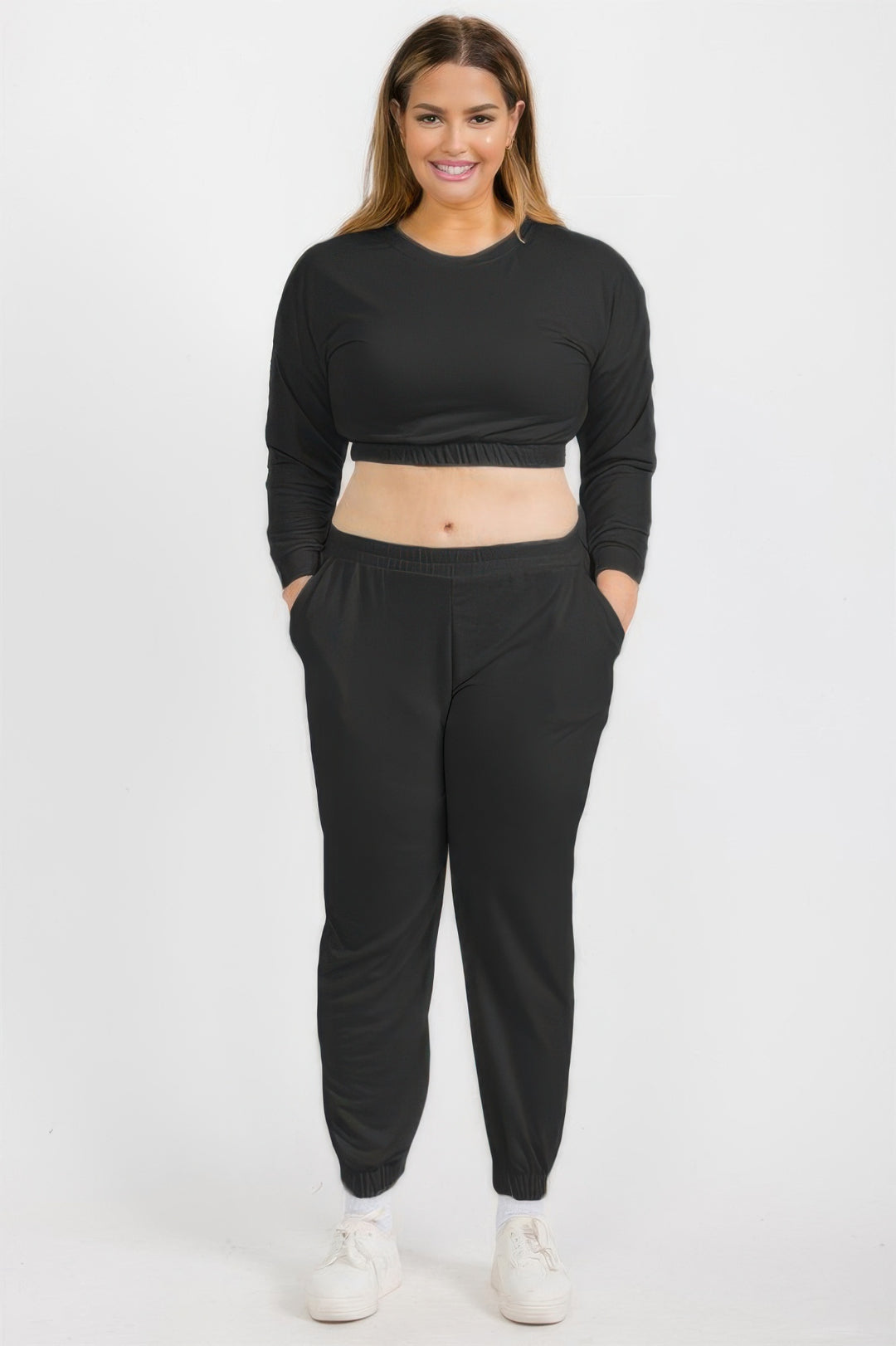 Plus Size French Terry Pullover & Joggers Set - Love it Curvy