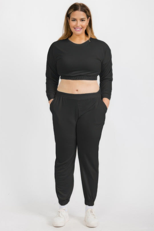 Plus Size French Terry Pullover & Joggers Set - Love it Curvy