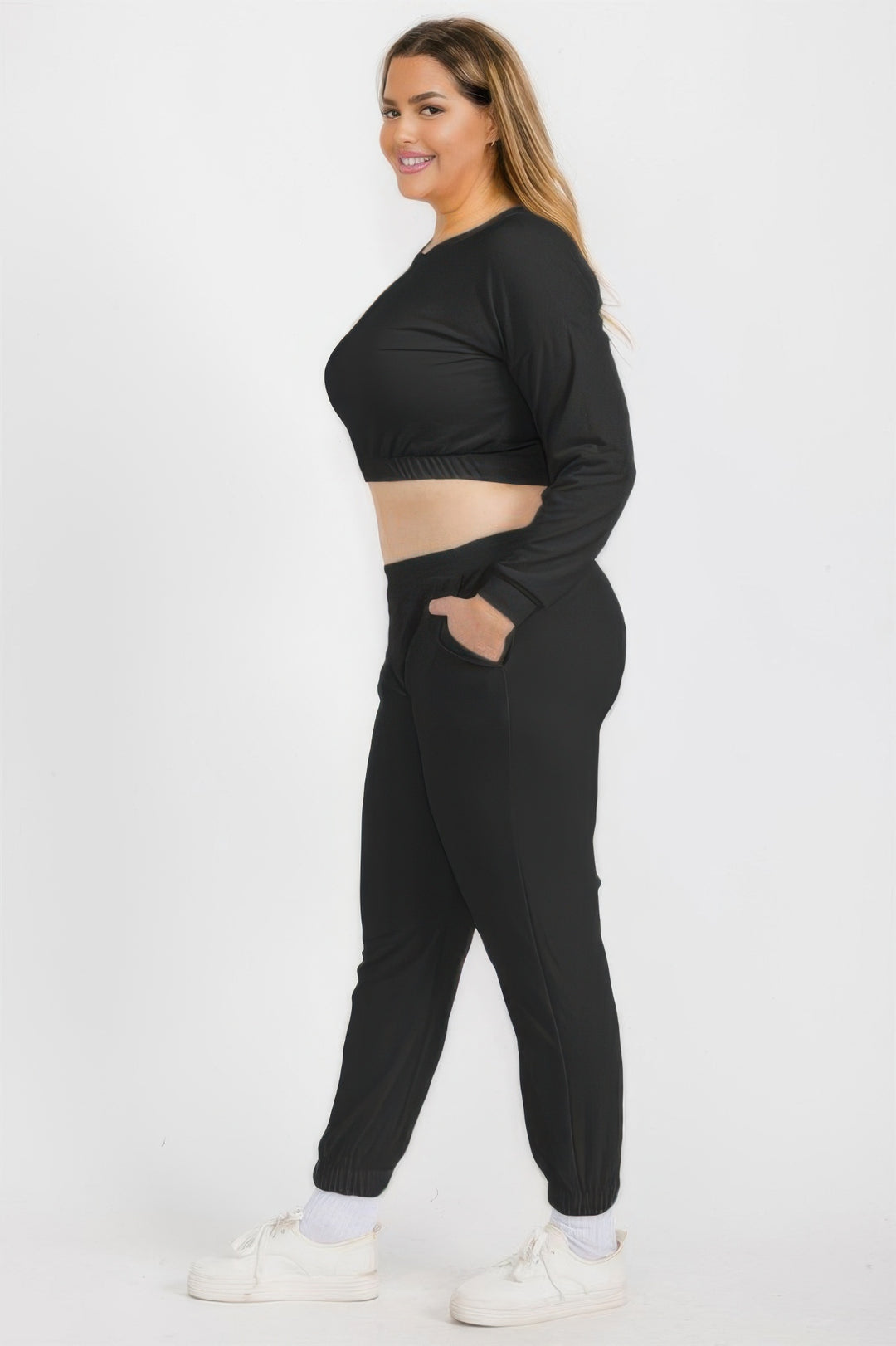 Plus Size French Terry Pullover & Joggers Set - Love it Curvy