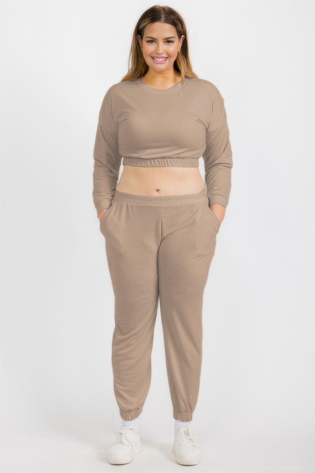 Plus Size French Terry Pullover & Joggers Set - Love it Curvy