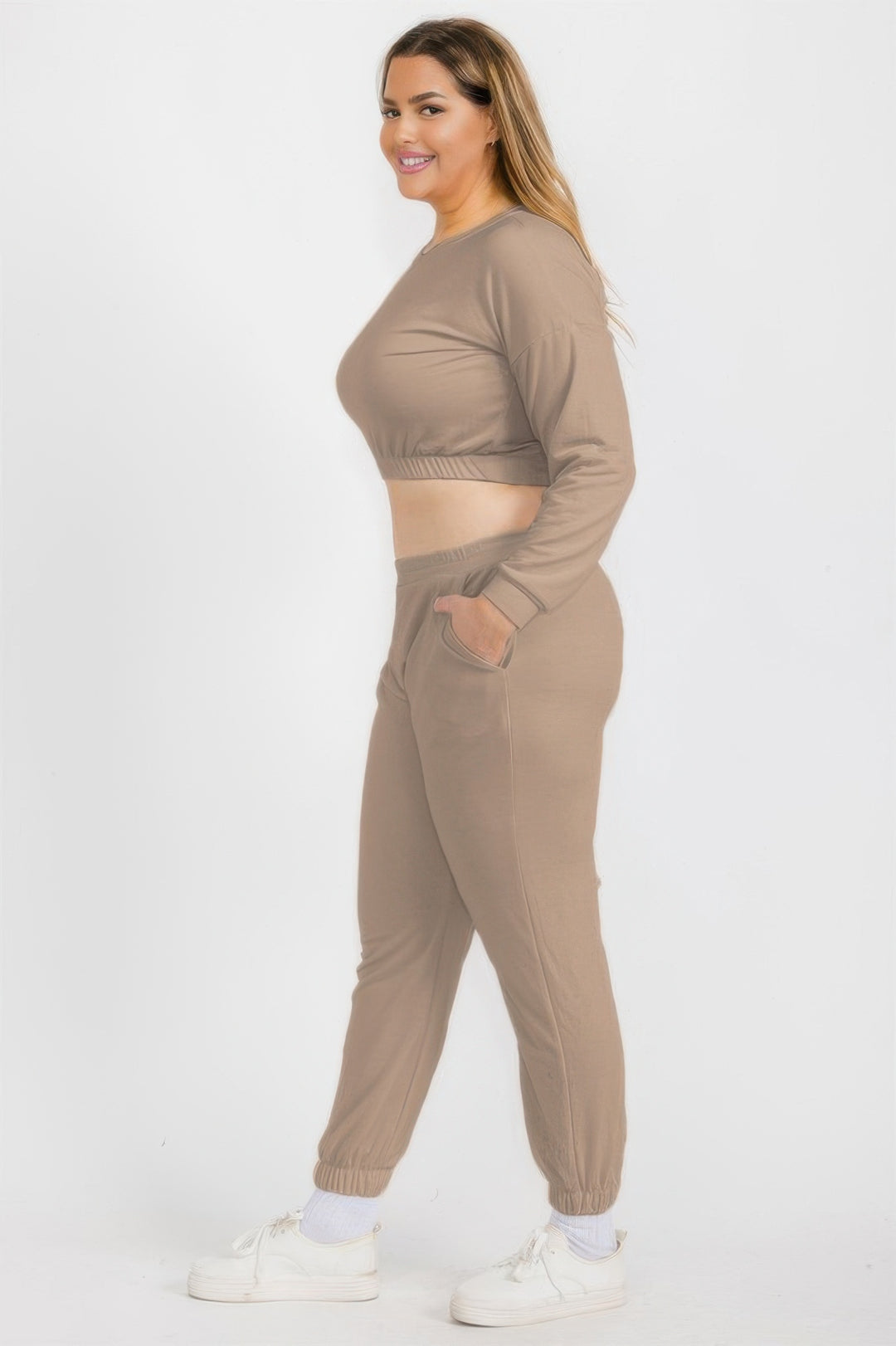 Plus Size French Terry Pullover & Joggers Set - Love it Curvy