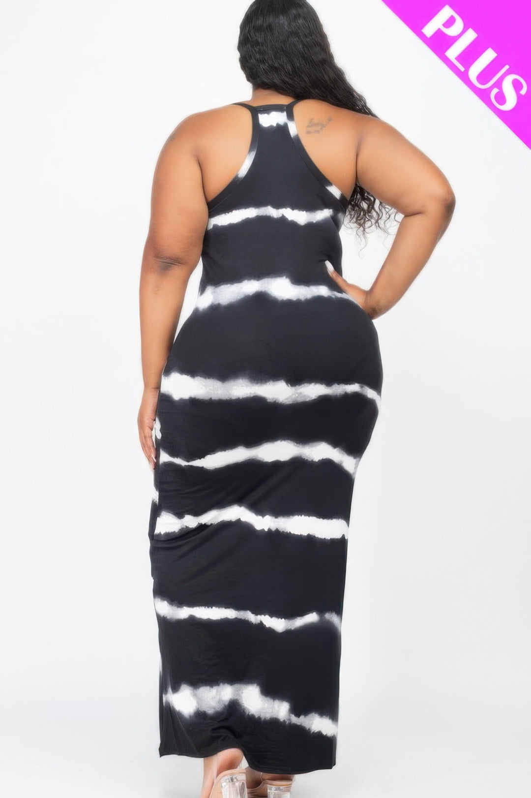 Plus Size Stripe Tie-dye Printed Maxi Dress - Love it Curvy