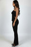 Ribbed Slit Tube Top & High-Waist Flare Pants Set