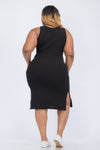 Plus Size Ribbed Tank Midi Dress with Side Slits