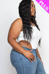 Plus High Ribbed Cut Legs Sleeveless Bodysuit - Love it Curvy