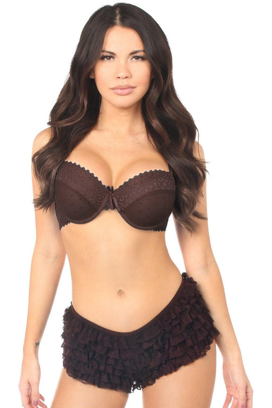 Dark Brown Lace Ruffle Panty - Love it Curvy