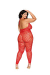 Dreamgirl Plus Poinsetta Rhinestone Bodystocking | Love It Curvy