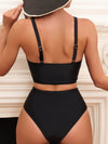 Love It Curvy Black Twist Front High Waist Bikini Set with Tummy Control