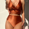 Love It Curvy Black Twist Front High Waist Bikini Set with Tummy Control