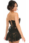 Lavish Black Sheer Lace Corset Dress - Love it Curvy