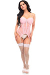 Lavish Lt Pink Mesh Underwire Bustier Corset w/Garters - Love it Curvy