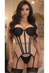 Lavish Nude/Black Mesh Underwire Bustier Corset w/Garters - Love it Curvy