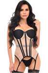 Lavish Nude/Black Mesh Underwire Bustier Corset w/Garters - Love it Curvy