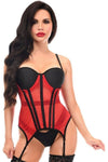 Lavish Red/Black Mesh Underwire Bustier Corset w/Garters - Love it Curvy