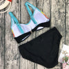 Curve Radiance High-Waist Neon Stripe Bikini Set