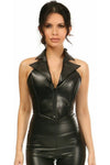 Top Drawer Black Faux Leather Steel Boned Collared Bustier Top - Love it Curvy