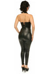 Top Drawer Black Faux Leather Steel Boned Collared Bustier Top - Love it Curvy
