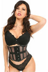 Top Drawer Black Fishnet & Faux Leather Steel Boned Mini Cincher - Love it Curvy