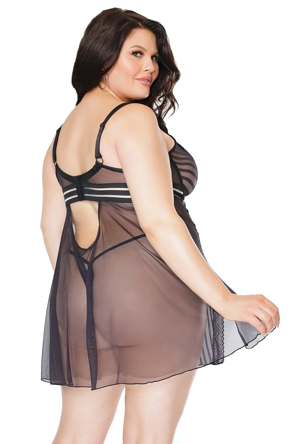 Black Lace Babydoll – Sheer Plus Size Lingerie 1X–4X (22108X) - Love it Curvy