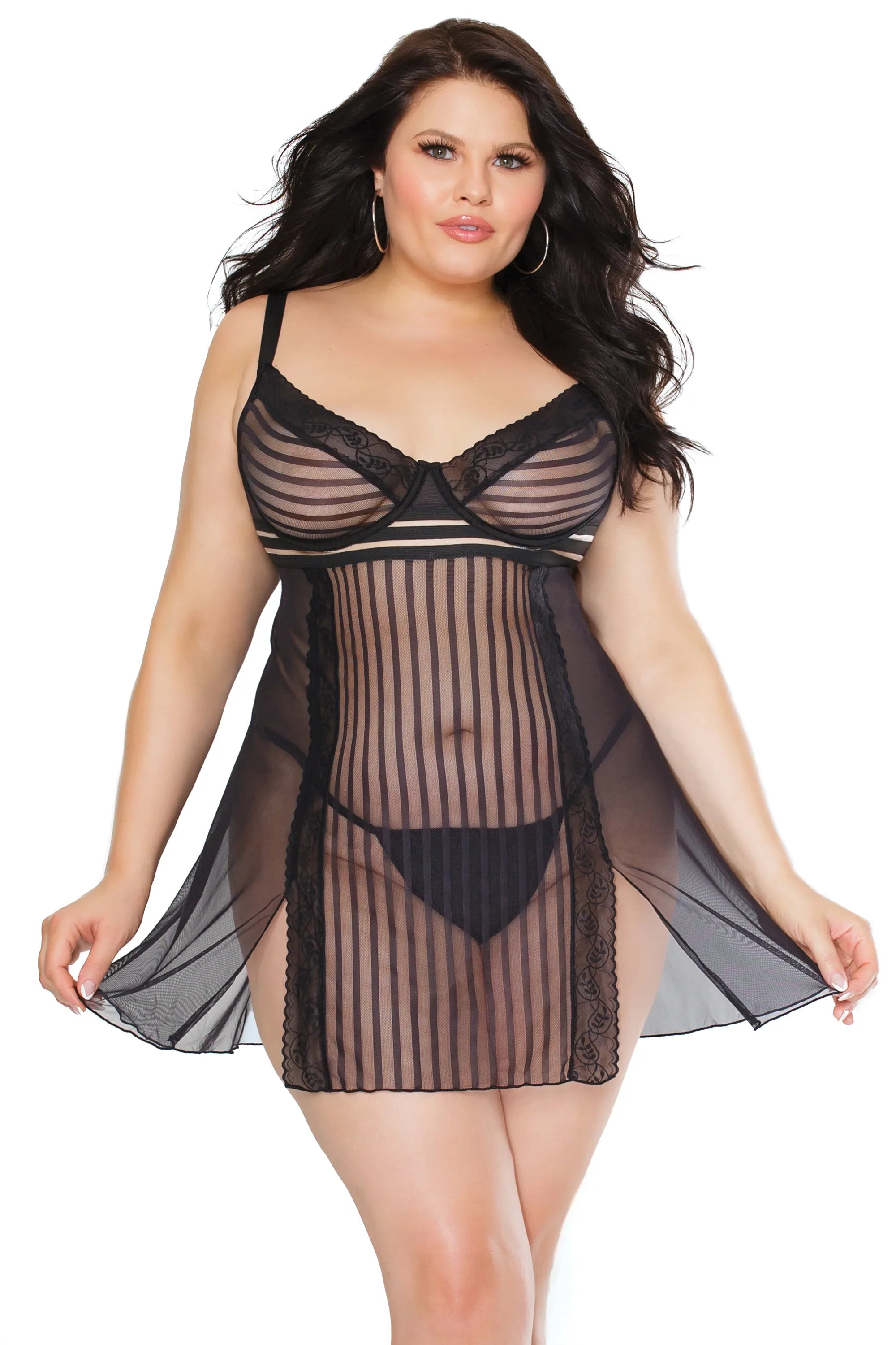Black Lace Babydoll – Sheer Plus Size Lingerie 1X–4X (22108X) - Love it Curvy