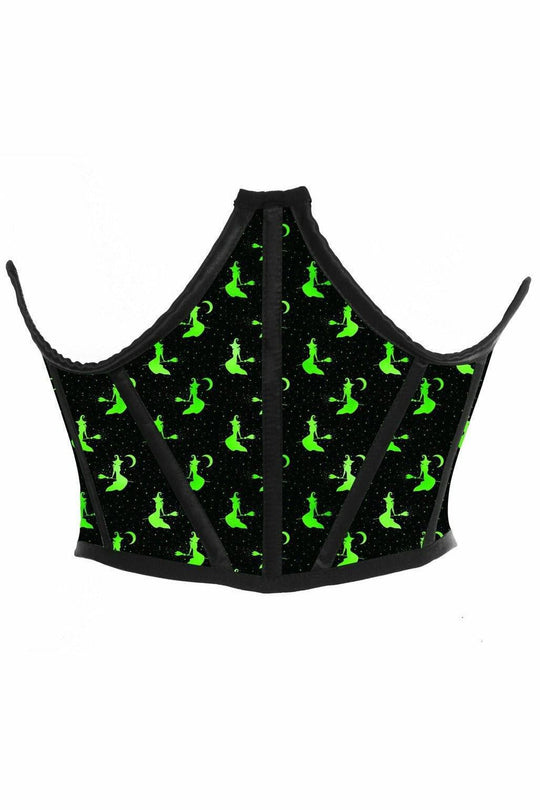 Lavish Black & Green Witches Satin Open Cup Waist Cincher - Love it Curvy